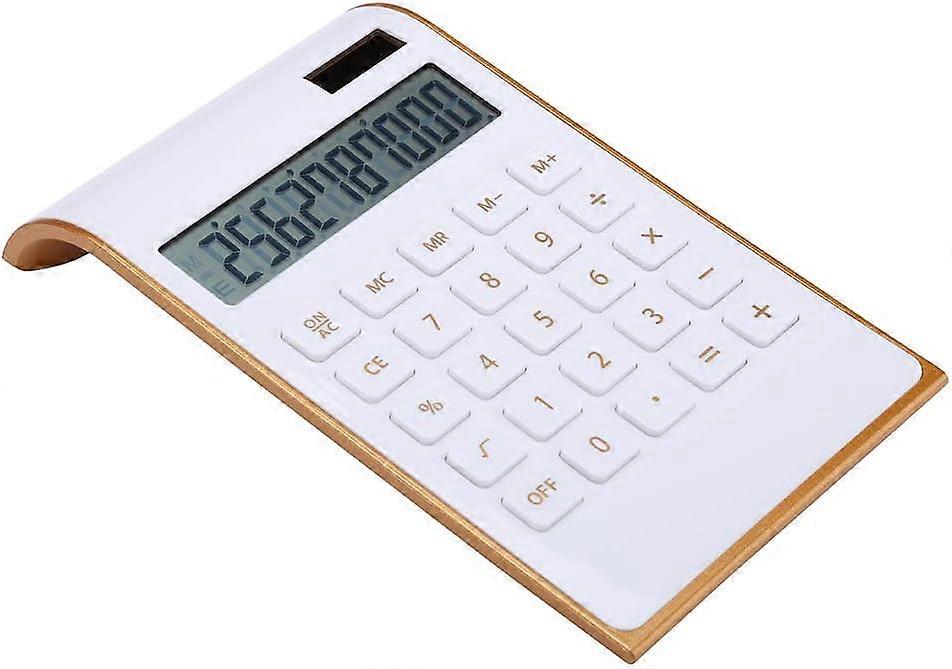 Calculator Slim Elegant Design Office/Home Electronics Dual Powered Desktop Calculator Solar Power 10 Digits White