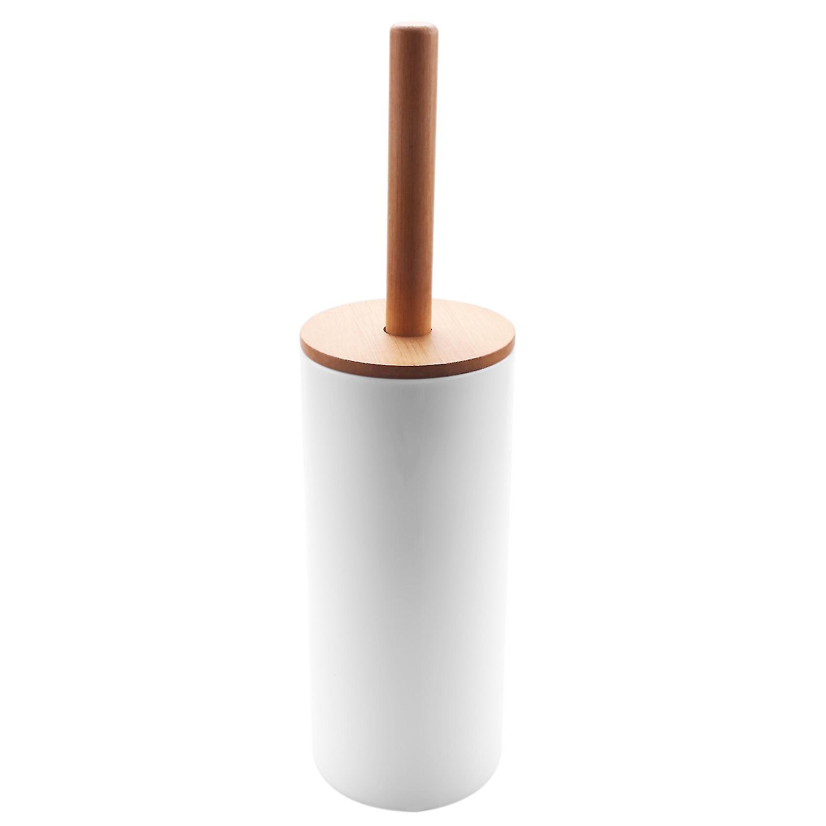 Bambus gulvstående toalettbørstesett med base bad toalettbørsteholder WC-tilbehør