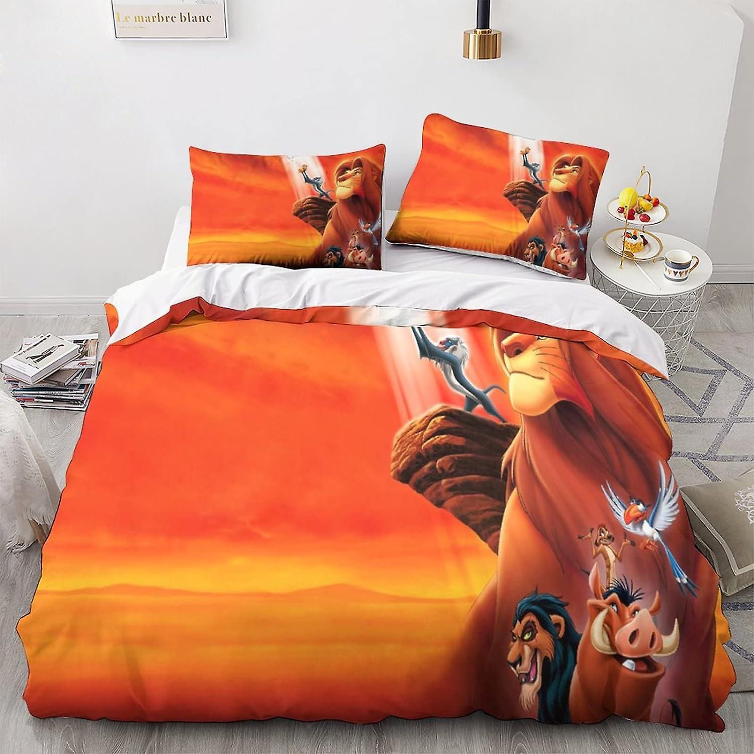 מלך האריות כיסוי שמיכת תלת מימד סט 3 פיאנס סט מצעים מודפס דמויות אנימה כיסוי שמיכה תכונה תפאורה לבנים צעירים בנות כיסוי שמיכה לילדים עם זיפ