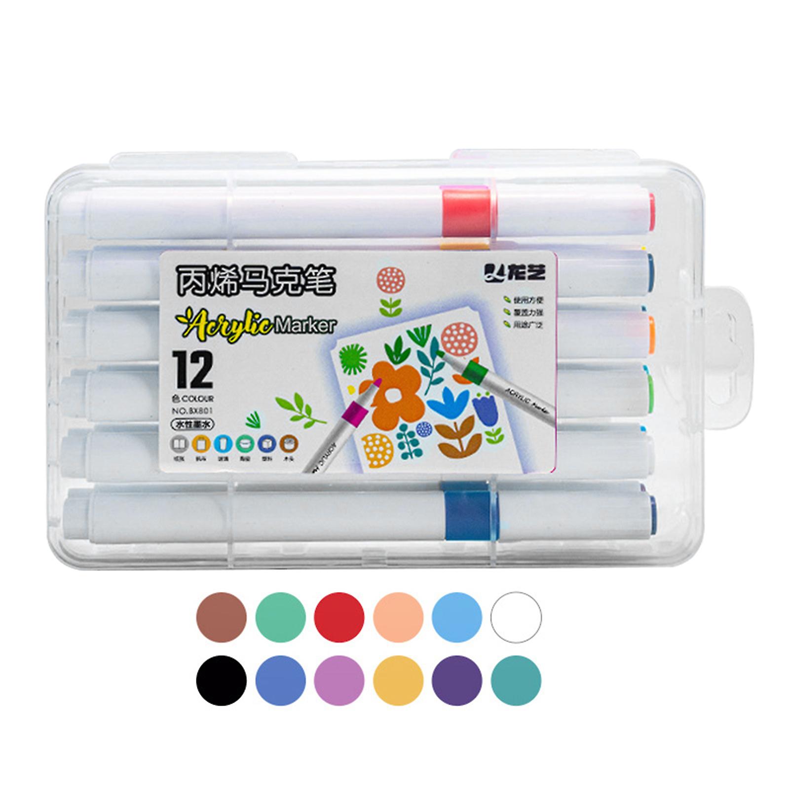 12/24/36/48pcs DIY Acrylic Markers Set Multipurpose Long Lasting Paint Pen for Cloth/Paper Painting