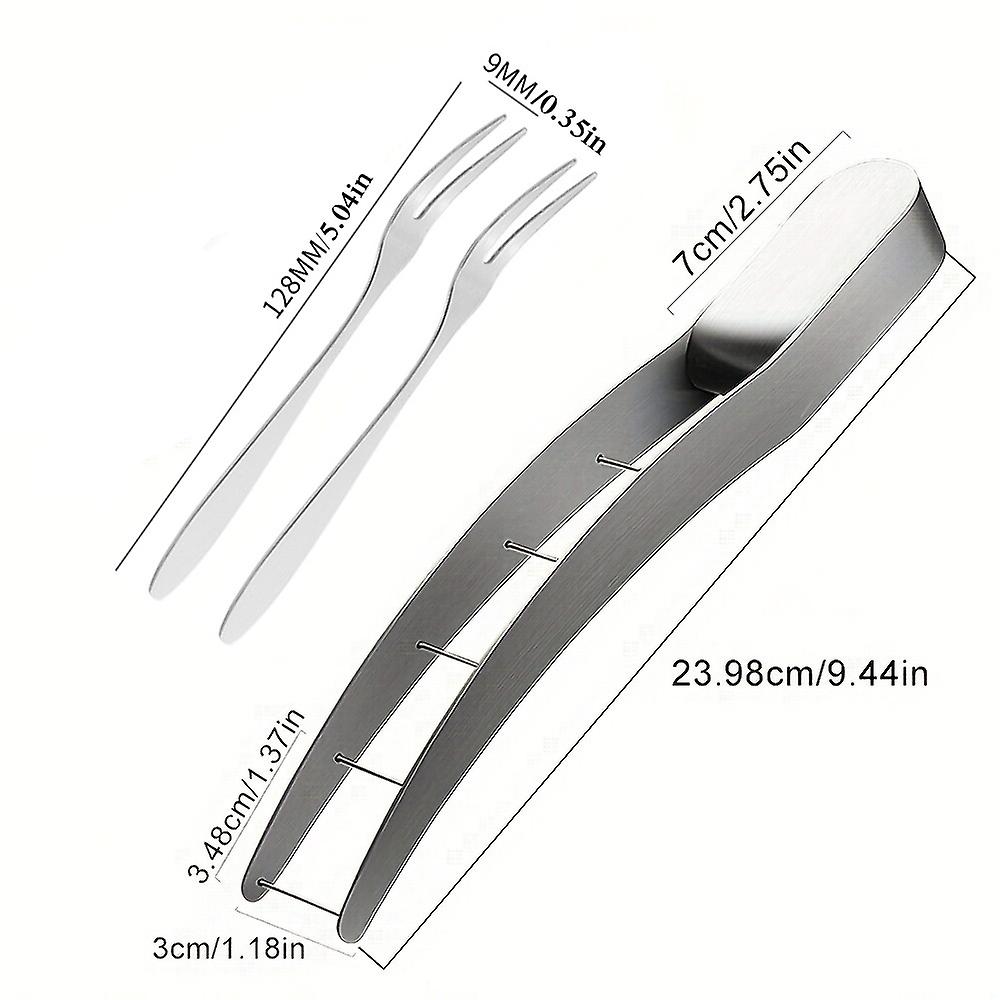 طقم تقطيع البطيخ من الفولاذ المقاوم للصدأ المكون من 3 قطع مع شوكات سهلة التقديم - آمن للغسل في غسالة الصحون ومتينة