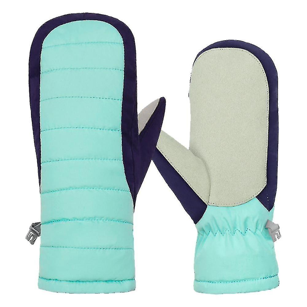 New Children's Gloves Winter Warm And Finger Gloves Plus Velvet Thick Ski GlovesBlue