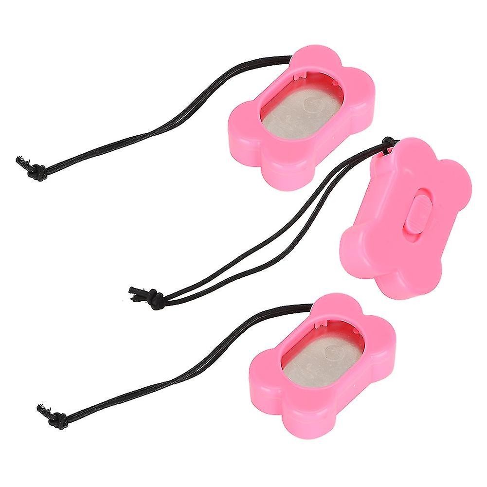 Pet Dog Training Set - 3pcs Loudness Adjustable Whistle Clicker Marker Aid (Pink)