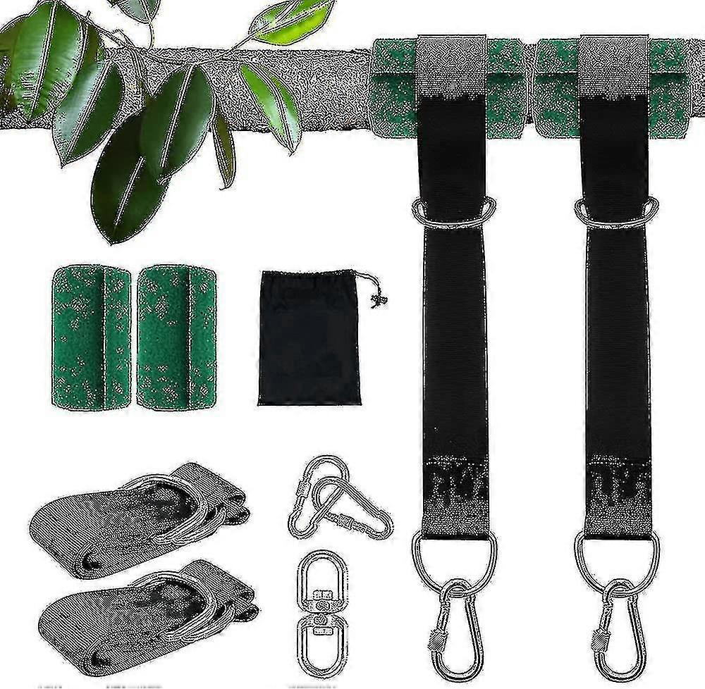 Tree Swing Hanging Straps Kit 2x5ft Heavy Duty Swing Hanger With Carabiners, Tree Protectors And Swivel Hook