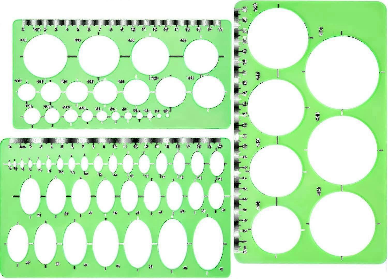 Circle Template 3 Pieces Plastic Circles and Oval Templates Measuring Templates Rulers Digital Drawing for Office and Sch