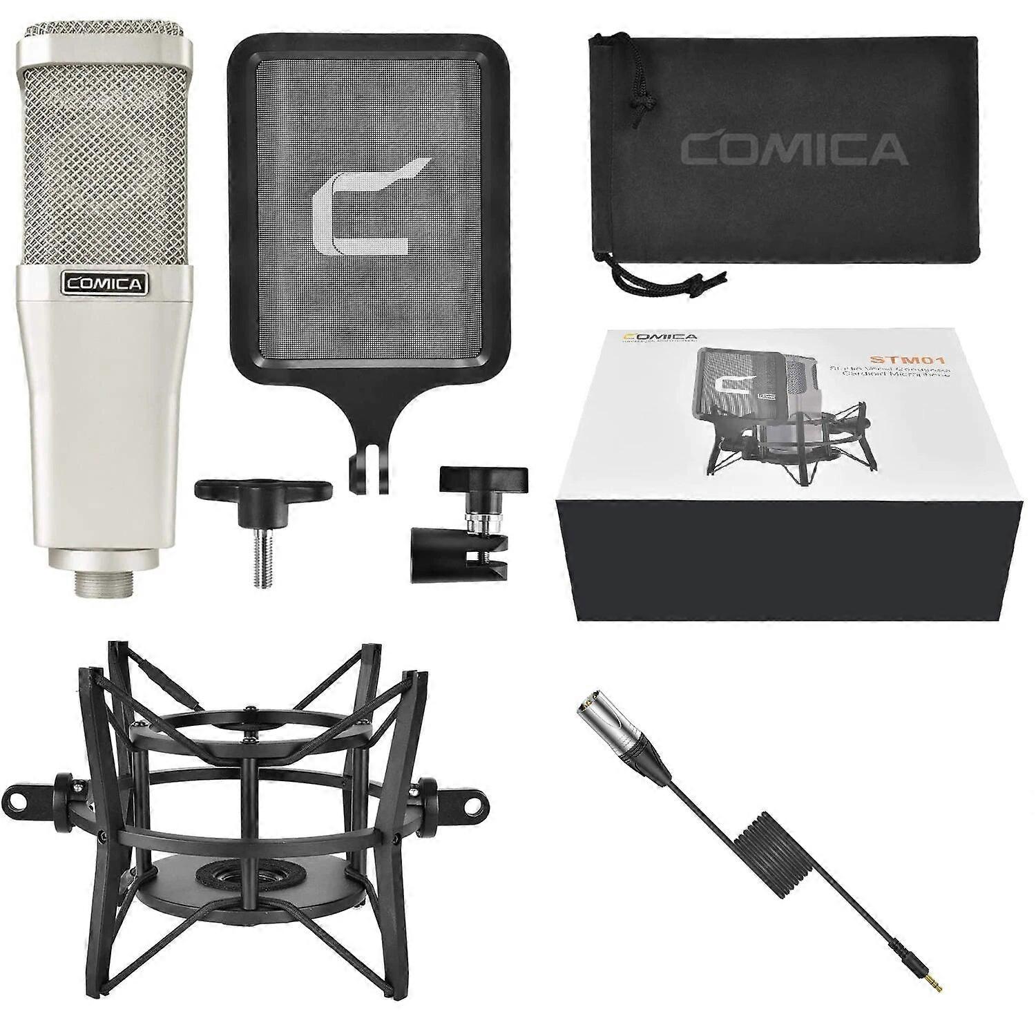 Redkid Stm01 Xlr Condenser Microphone With 34mm Gold-plating Large Diaphr For Studio Vocal/recording