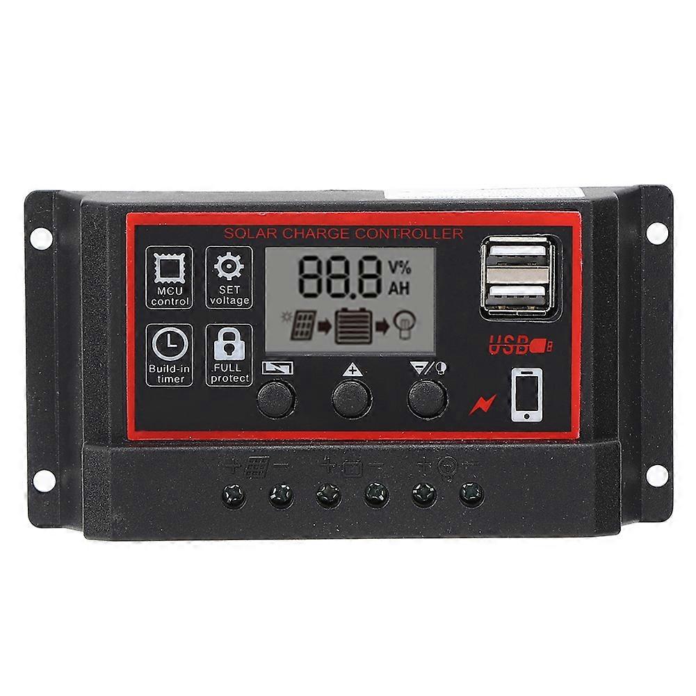 LCD  Solar Charge Controller 5V /2.5A Dual USB PWM Cell Panel Regulator Automatic Identification 12V 24V30A
