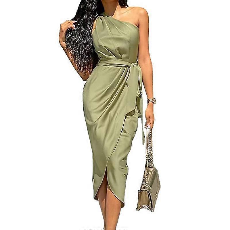 green emerald velvet dress Alexia Asymmetrical One Shoulder Wrap Dress