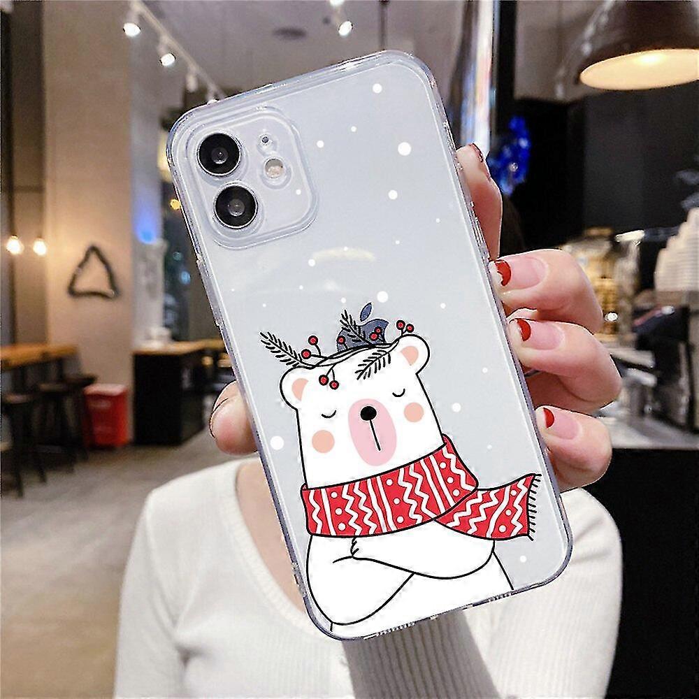Jianghuo New Year Christmas Case For Iphone 11 Pro Max Cute Bear Soft Tpu Phone Cover Fundas For Iphone 13 8 7 Plus X Xs Xr 12Pro Se2020