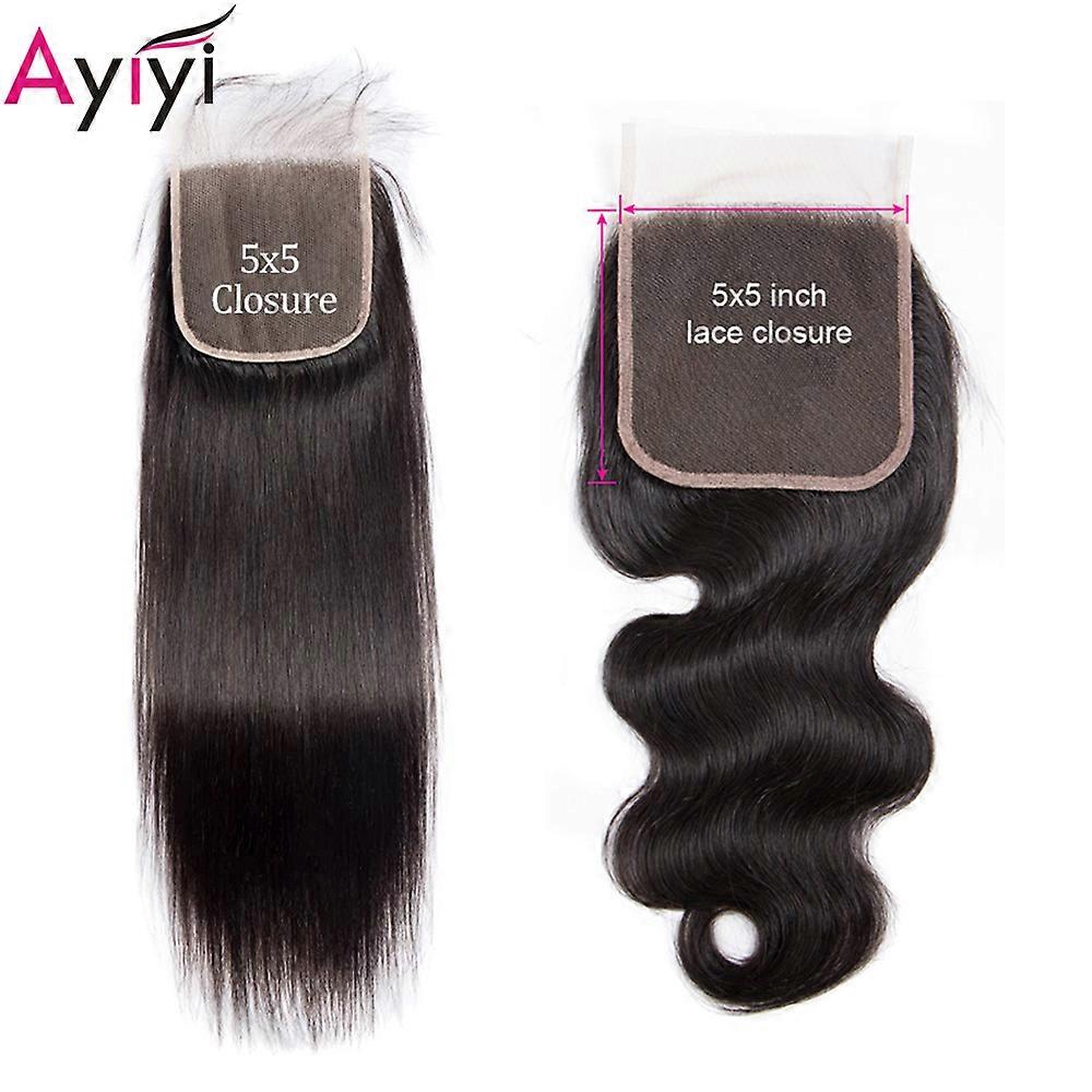 Body Wave 100% שיער אנושי סגירת תחרה פאה 8-22 אינץ 'נקטף מראש עם שיער תינוקות סגירת תחרה שקופה 5x5