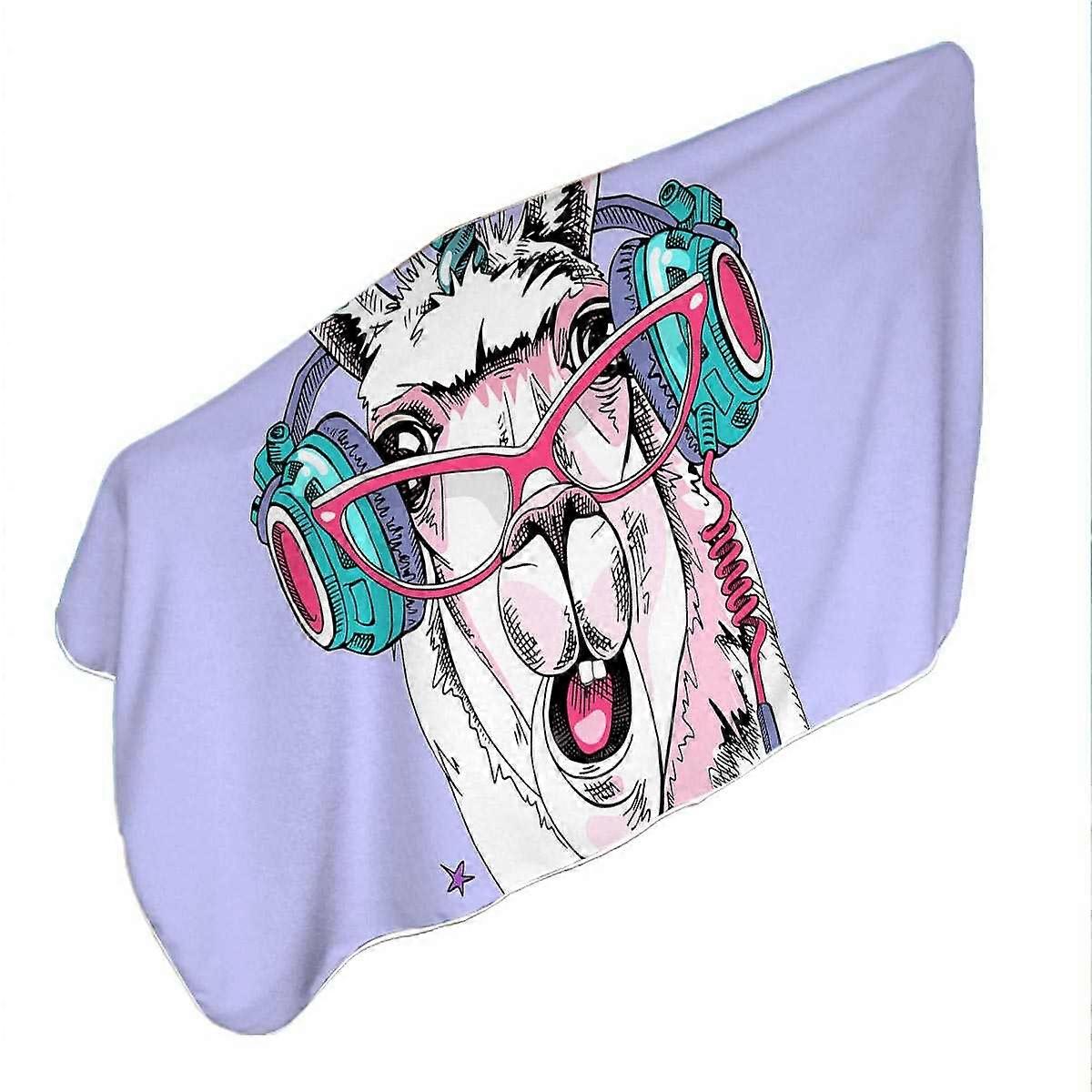 Funny Hipster Unicorn Llama Microfiber Beach Towel