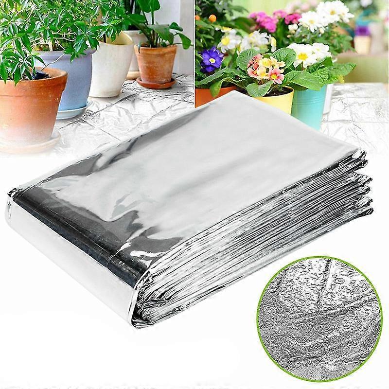 Barsinfi 10PCS Emergency Blanket Carpet Reflective Film Garden Plants Grow Greenhouse Covering Silver Foil Sheets Solid 160*210CM silver