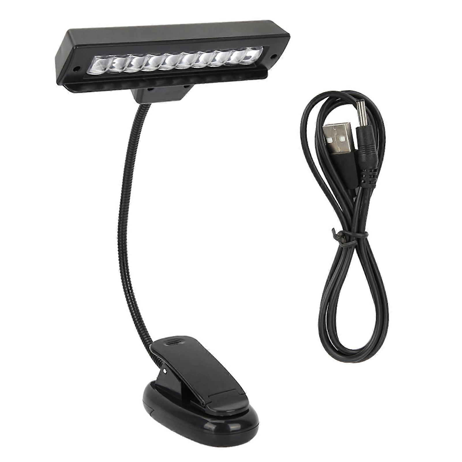 حامل موسيقى أوركسترا محمول مزود بمصباح LED مرن للقراءة بمنفذ USB ومشبك للرقبة