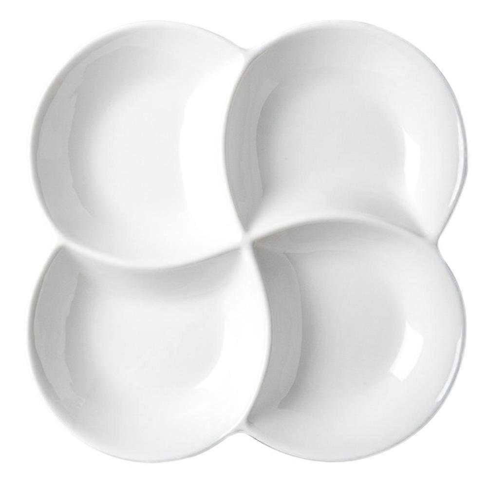 Multi-grid Snack Plate Dried Fruit Storage Plate Food Serving Tray (White)