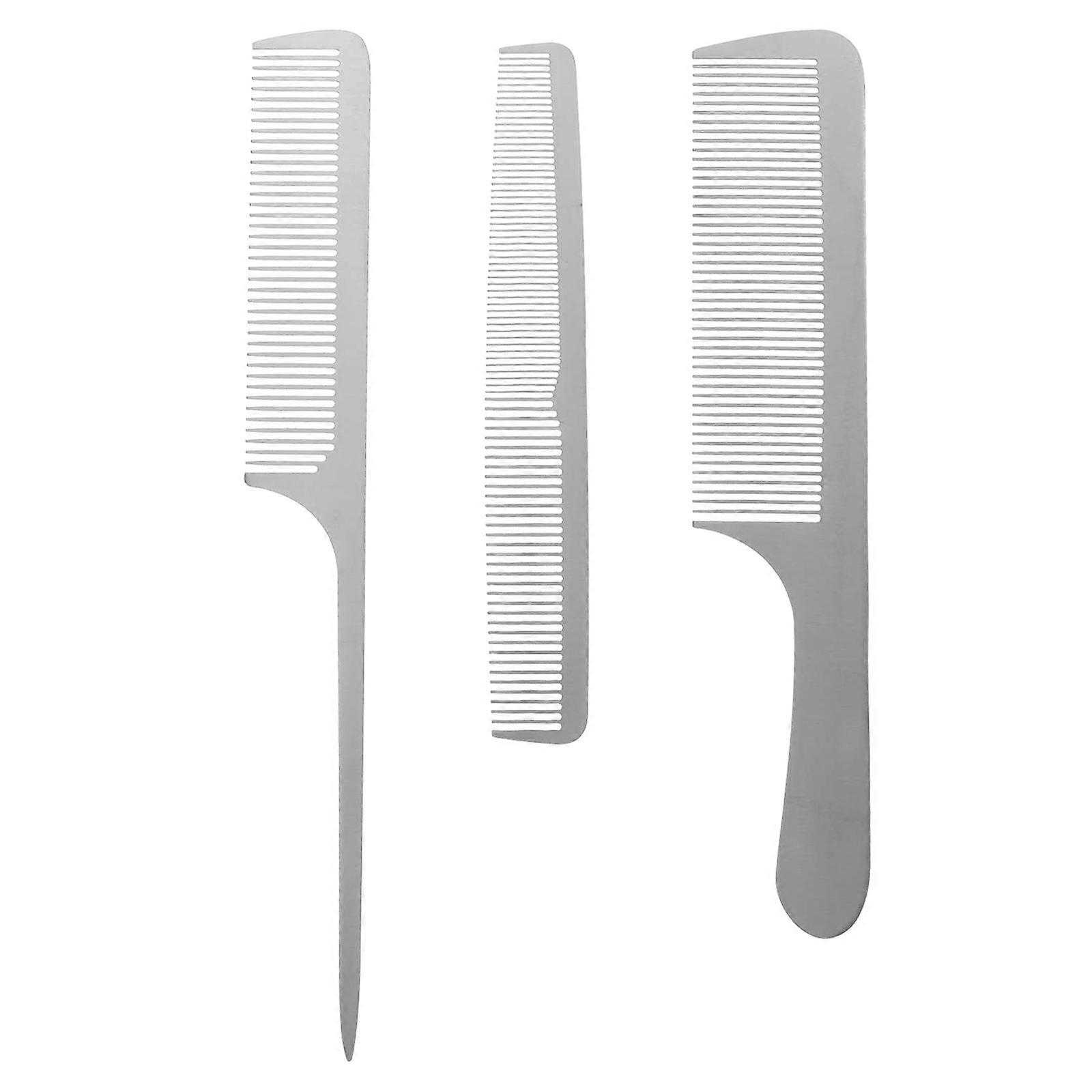 3st Professionell Rostfritt Stål Skärkam Antistatisk Hår Styling Kam