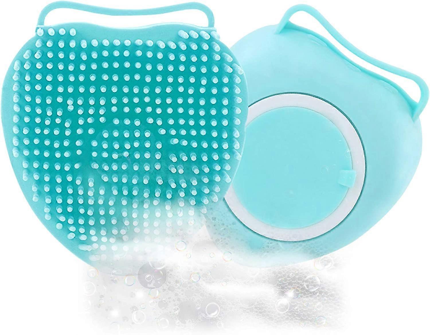 Dog Brush Set Of 2 Soft Silicone Soap And Shampoo Dispenser For Daily Care Short To Long Bristles Blue