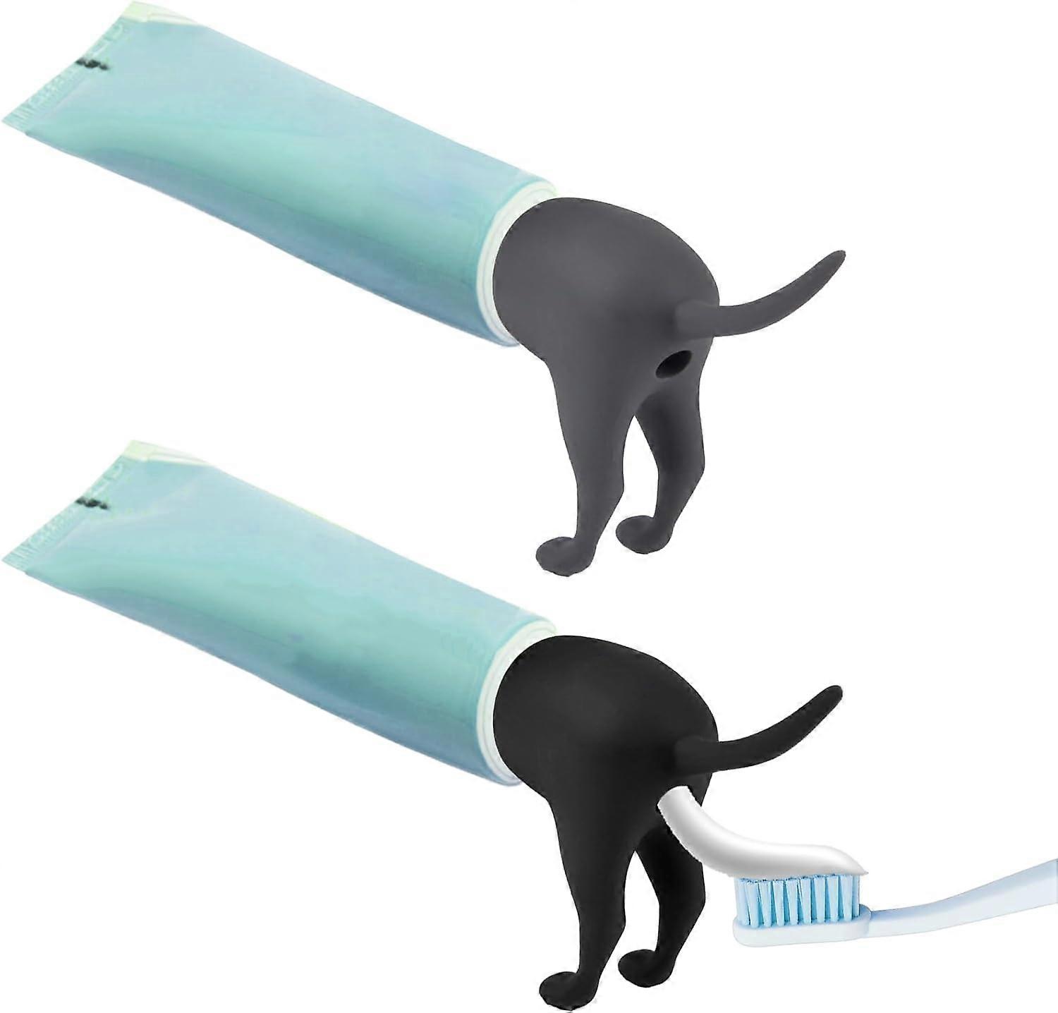 2PCS Pooping Toothpaste Topper, Funny Dog Pooping Toothpaste Cap Toothpaste Topper Squeezer Cartoon Creative Dog Butt Toothpaste Dispenser