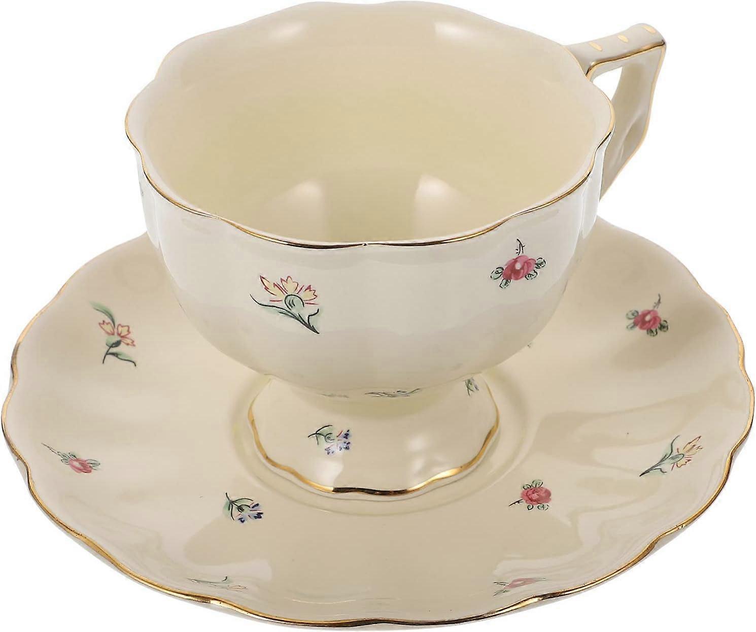 Ceramic Tea Cup with Saucer Floral Pattern Tea Cup for Tea Party Morden Espresso Coffee Mug for Drinks Coffee Latte Cafe Mocha Tea