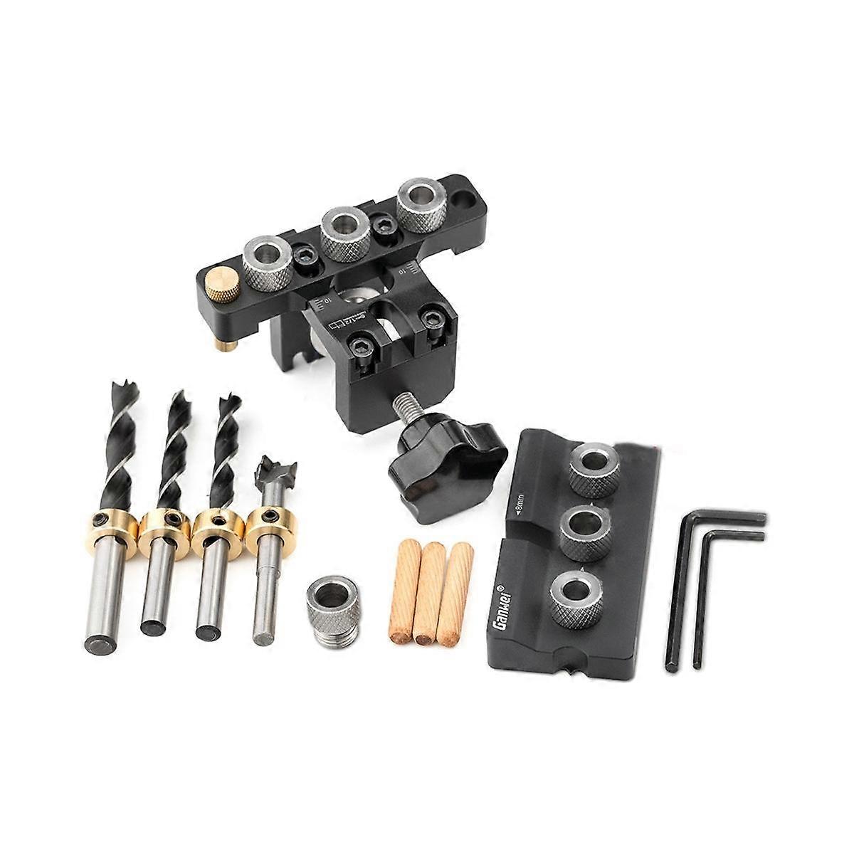 Adjustable Doweling Jig Woodworking Pocket 3 in 1 Hole JigBushes Drilling Guide Locator Puncher To