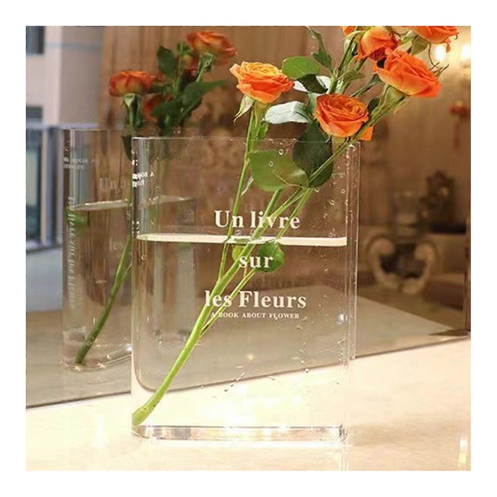 Acrylic Book Inspired Vase Unbreakable Acrylic Desktop Vase Unique Vase for Book Lovers
