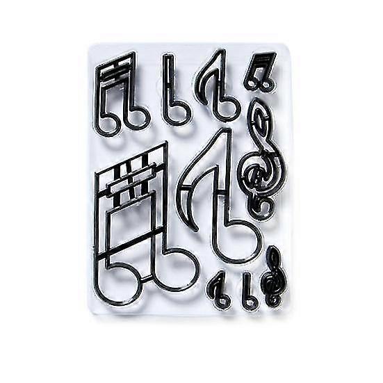 10Pcs Plastic Cake Mold Music Notes Embossing Cutter DIY Cookie Decorating Tool