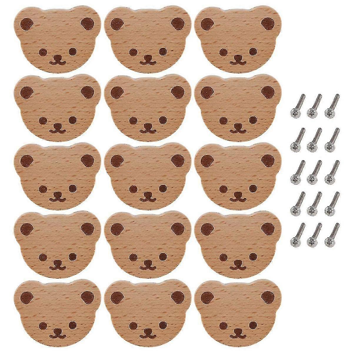 15pcs Furniture Knobs,wooden Drawer Knobs, Wooden Cupboard Knobs,bear Drawer Knobs For Kids, Dresse