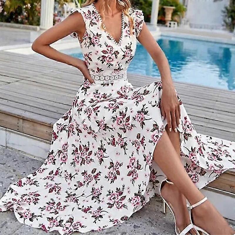 Women Sleeveless Sundress Casual Summer Long Dress Floral Print Maxi Dresses  | Fruugo ZA