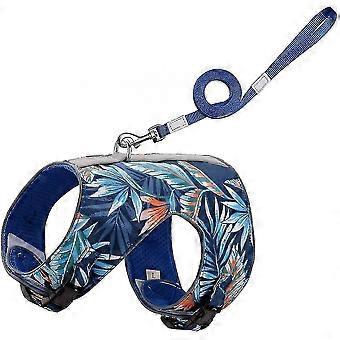 pet Harness For Cat And Small Dog Puppy, With 1.5m Nylon Leash, Anti Lost Sticker (xs, Navy Blue)