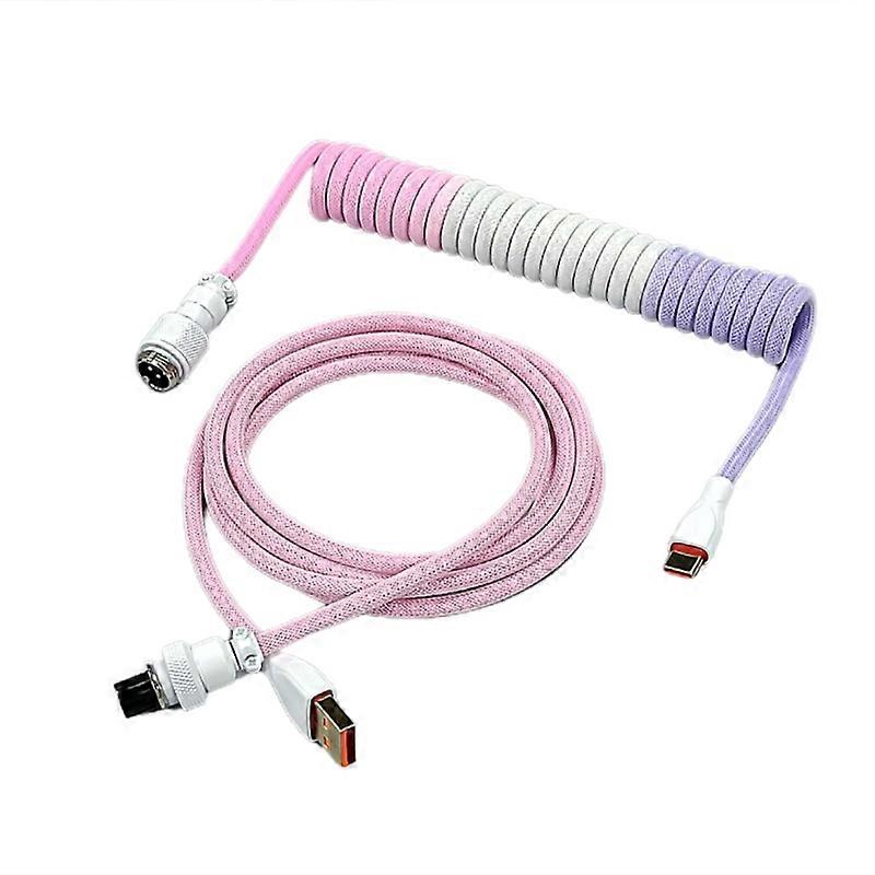 Coiled Type-C USB Cable for Mechanical Keyboard Aviators Connector Detachable
