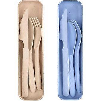 Travel Cutlery Set With Case, Reusable Cutlery Set Plastic Cutlery Set Plastic Forks Spoon Tableware, Portable Camping Cutlery Set For Adult Kids Trav
