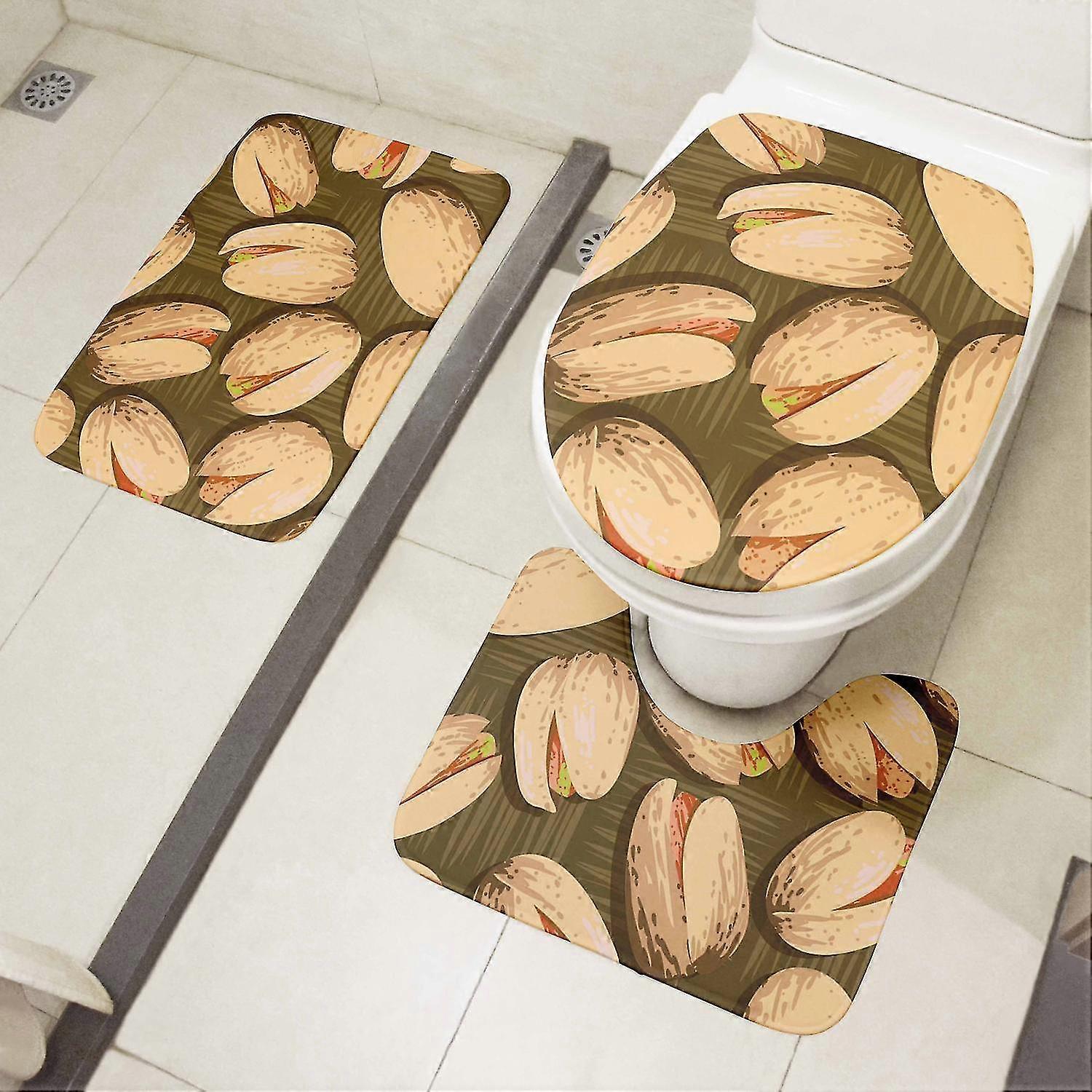 Badrum Golvmatta Set Tredelad toalettsitsskydd Halkskydd Halkskydd Anti-Slip Matta Ingång Dörrmatta