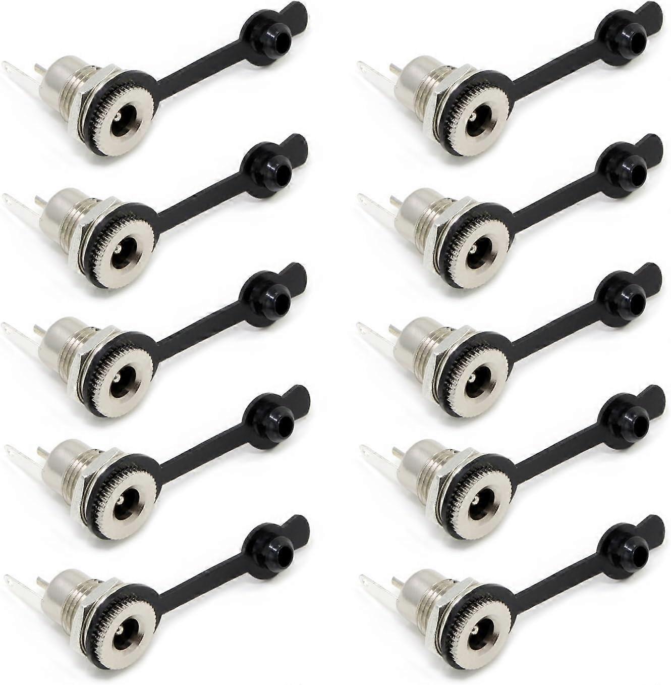 5.5 x 2.1 MM DC Power Jack Socket Female Panel Mount Connector Adapter with Dustproof Cap 10PCS