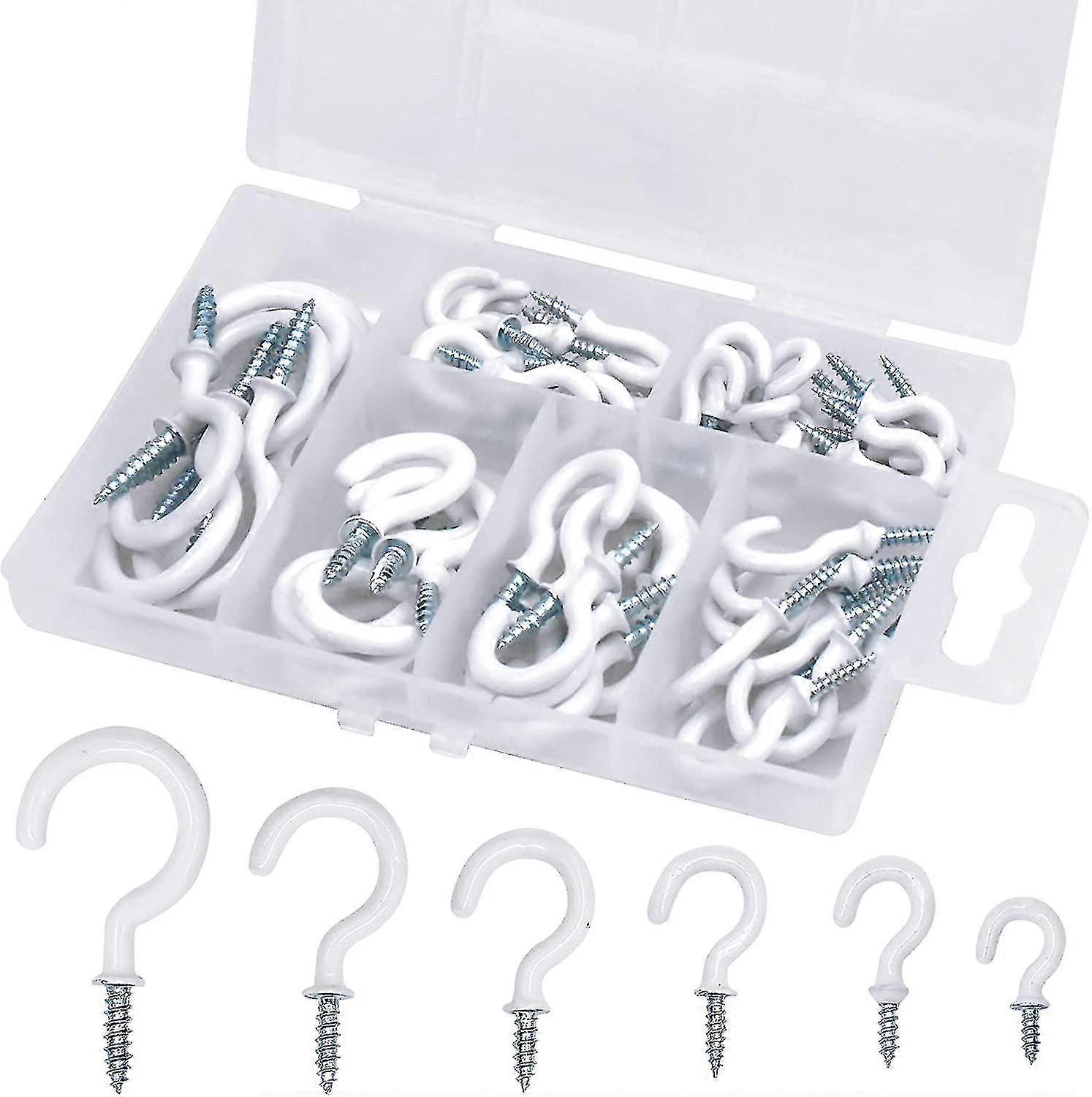 70 Pieces Screw Hooks Hook Screws Assortment Ceiling Hooks Set Cup Hooks Holder Gift