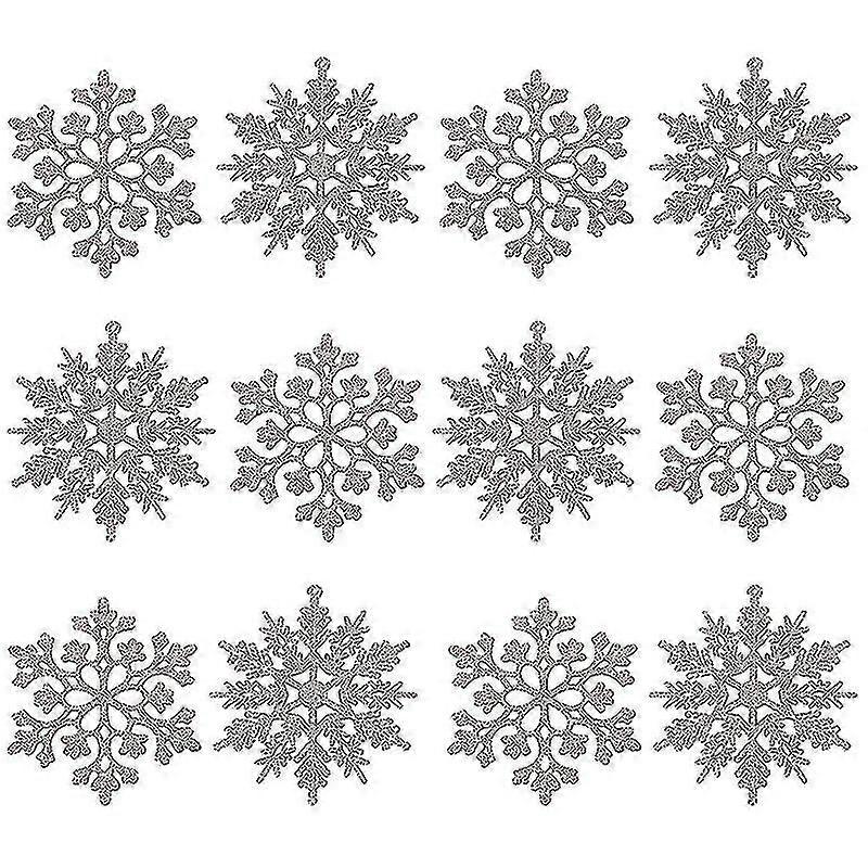 36pcs Glitter Snowflake Ornaments,iridescent Glitter Compatible With Decorating