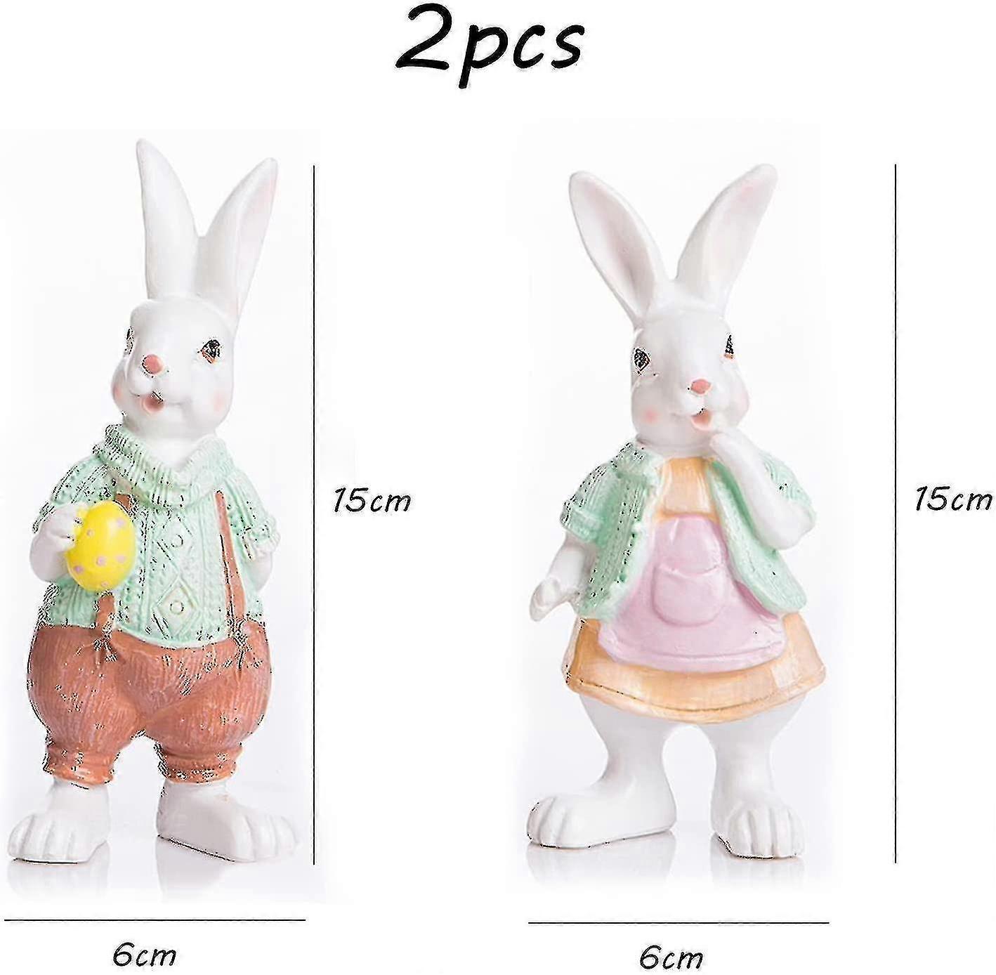 2 Pieces Rabbit Ornaments Figurines, Rabbit Figurine, Resin Easter Bunny Table Decorations Ornaments