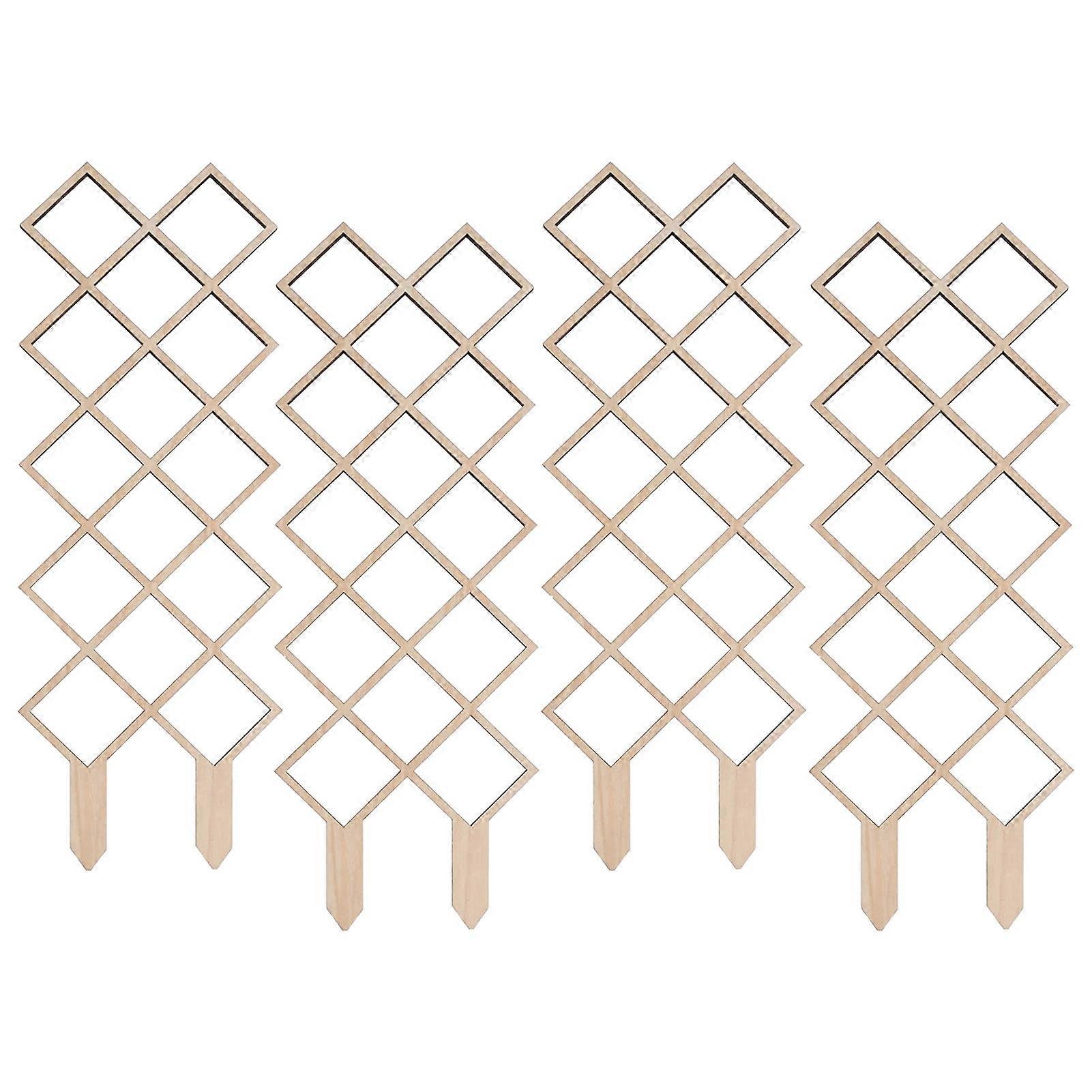 4Pcs/Set Plants Trellis Mesh Grid Solid Wood Indoor Flower Pot Plants Climbing Vine Ivy Branch Leaf Support Vertical Rack Frame Gardening Supplies KAE