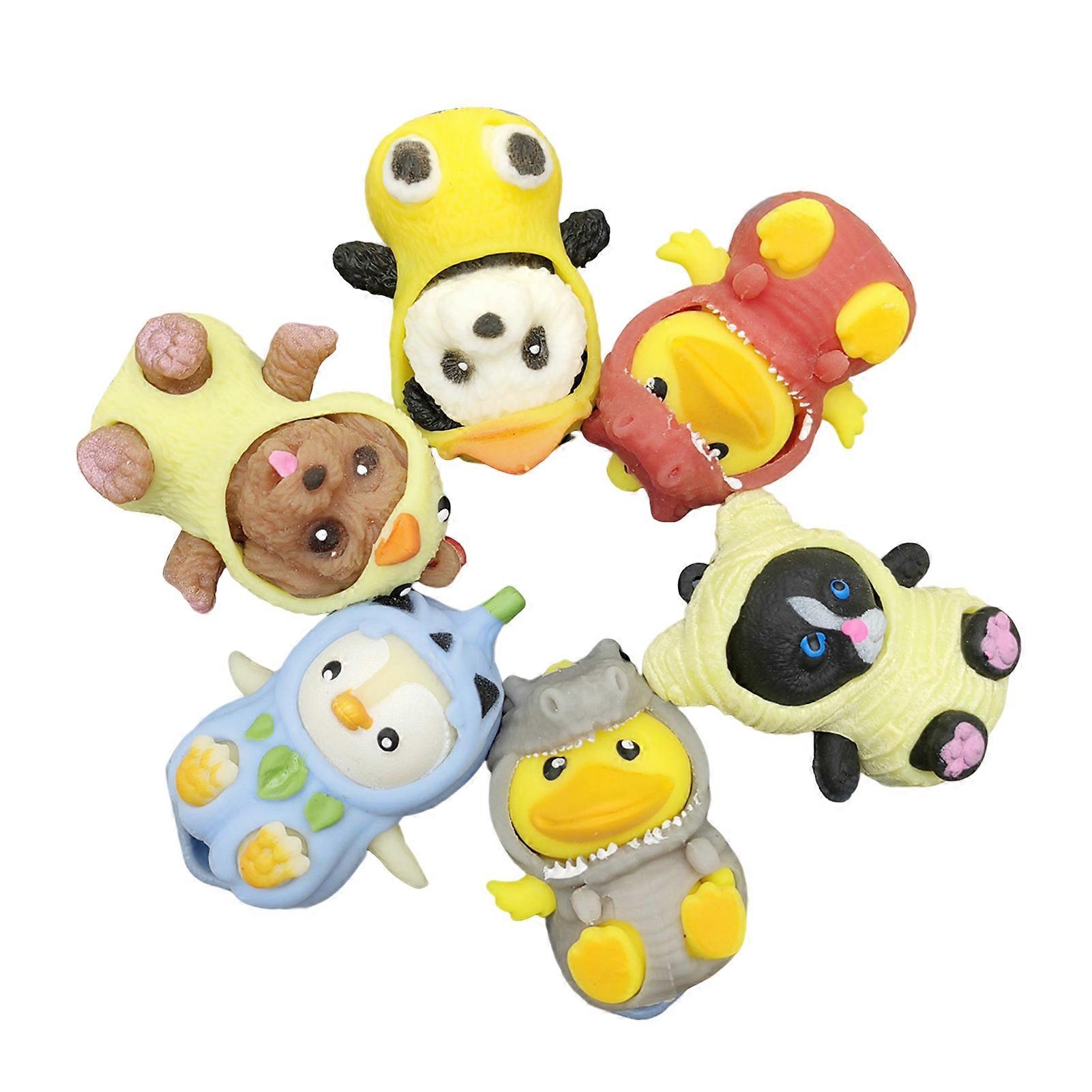 Animal Squeeze Toy Soft TPR Stretchable Cross-dressing Duck Panda Tiger Pinch Toys Decompression Creative Sensory Squishes Stress Relief Toy Candy Bag