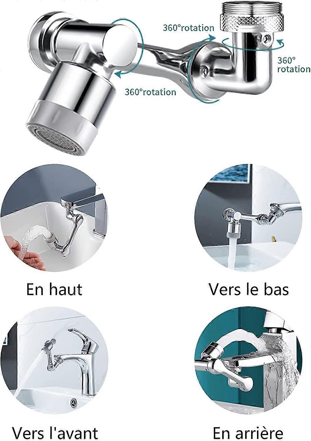 1080 Degree Swivel Faucet Aerator, Rotating Faucet Nozzle, Aerator Splash Filter Faucet, 2 Modes Adjustable Extension Faucet Filter Sprayer for Kitche