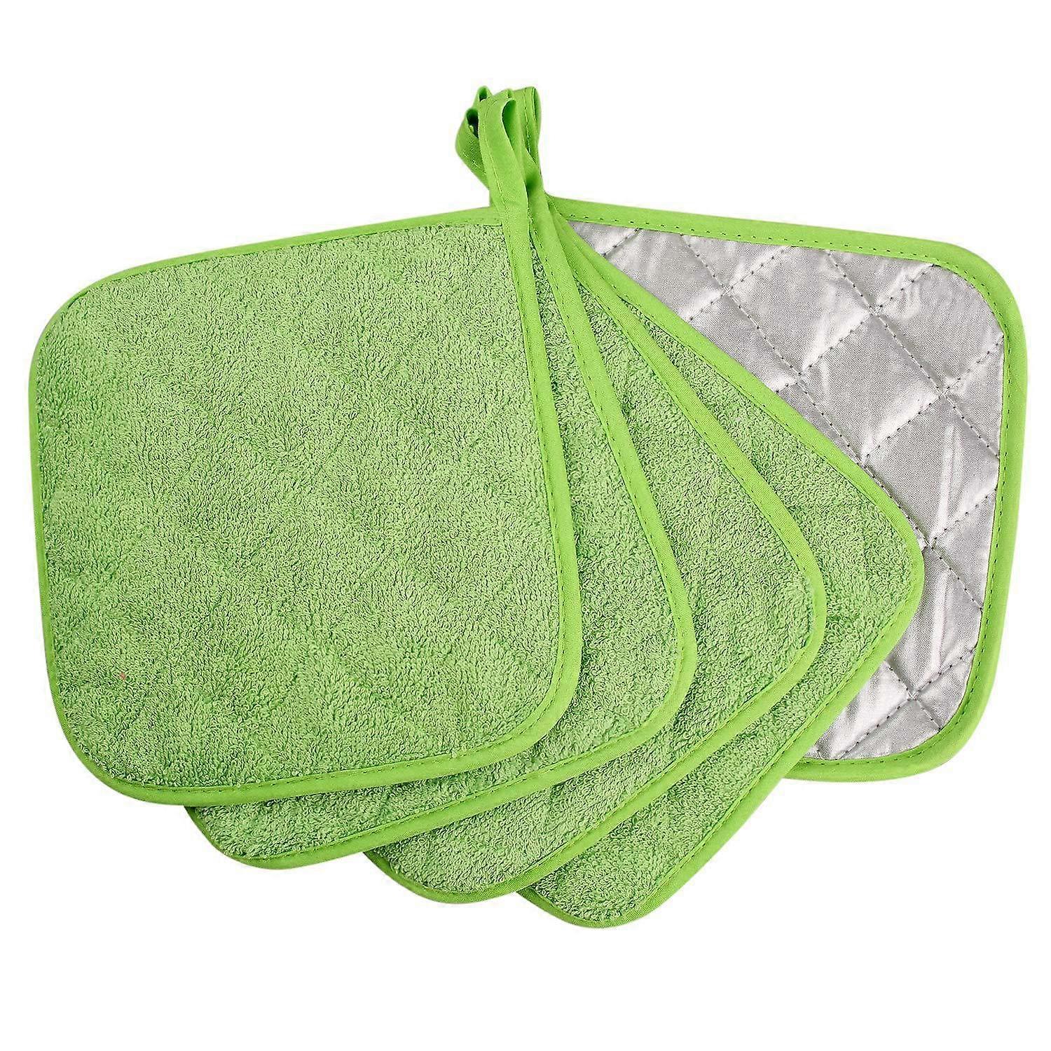 5PCS Square green terry cloth thickened insulation pad, 18*18cm