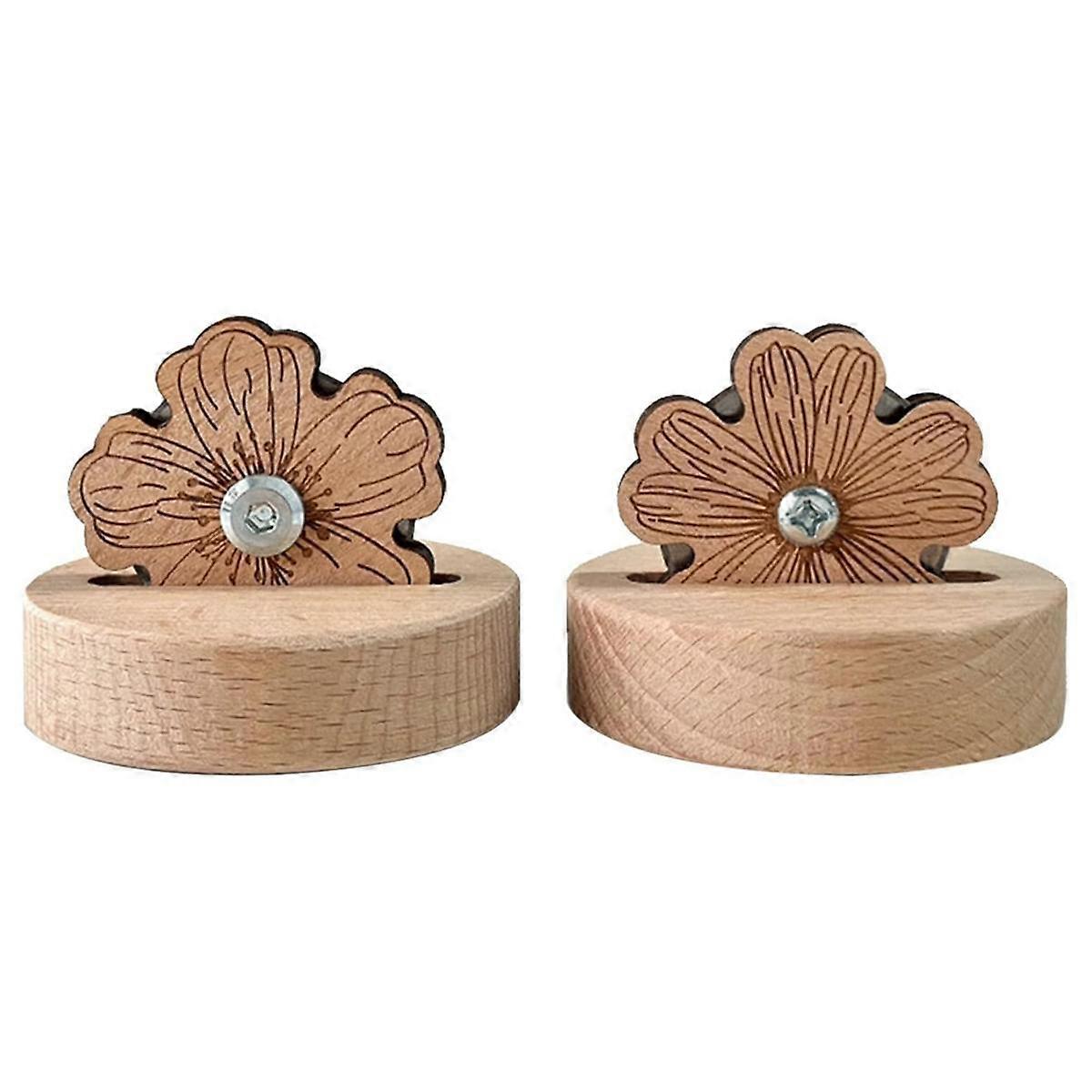 2Pcs Thread Cutter Blade Tools for Sewing with Unique Flower Shape Wooden Solid Sewing Cutter