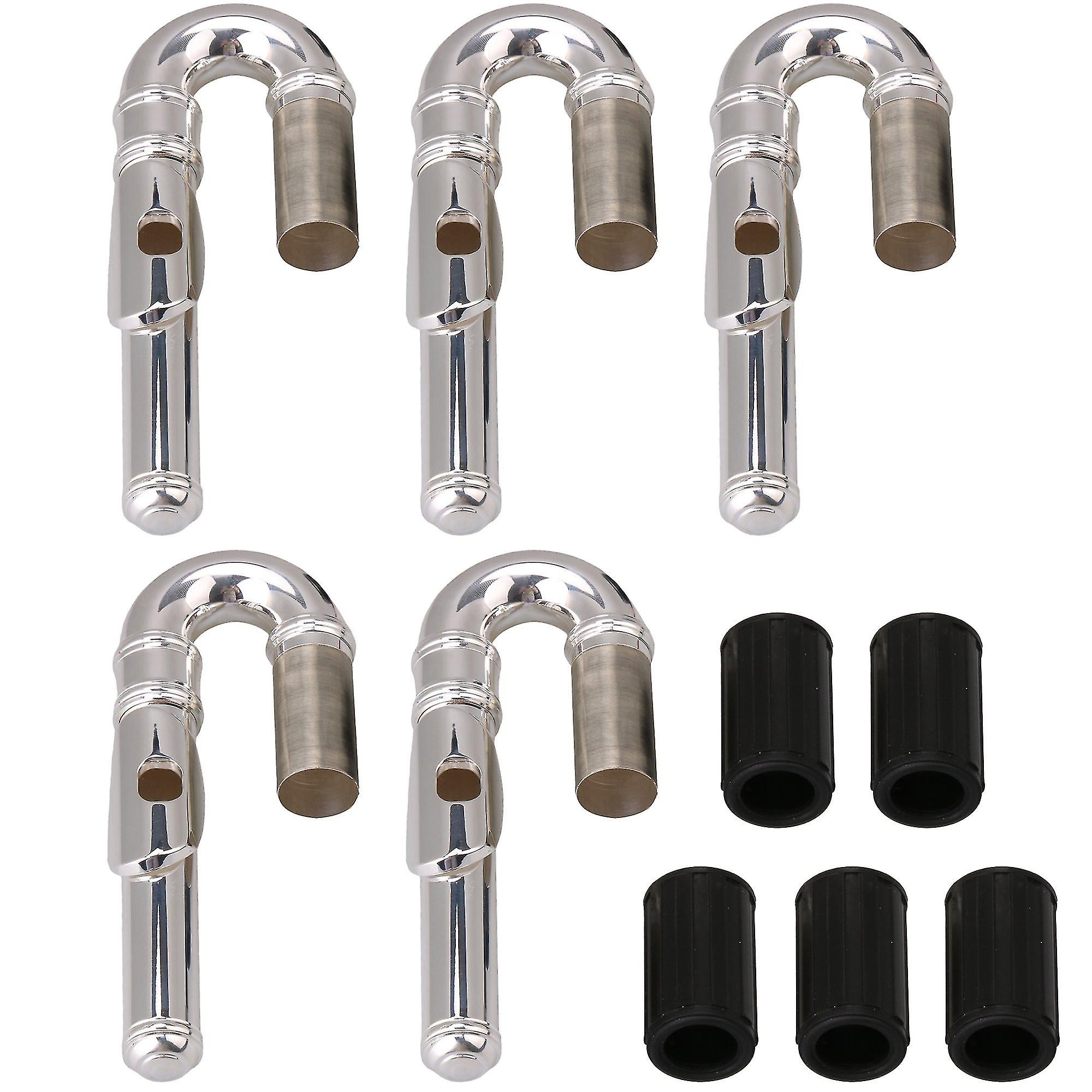 Flute Headjoints 5 Pcs Copper Silver-plated Flute Curved Head Joint Student Flute Part