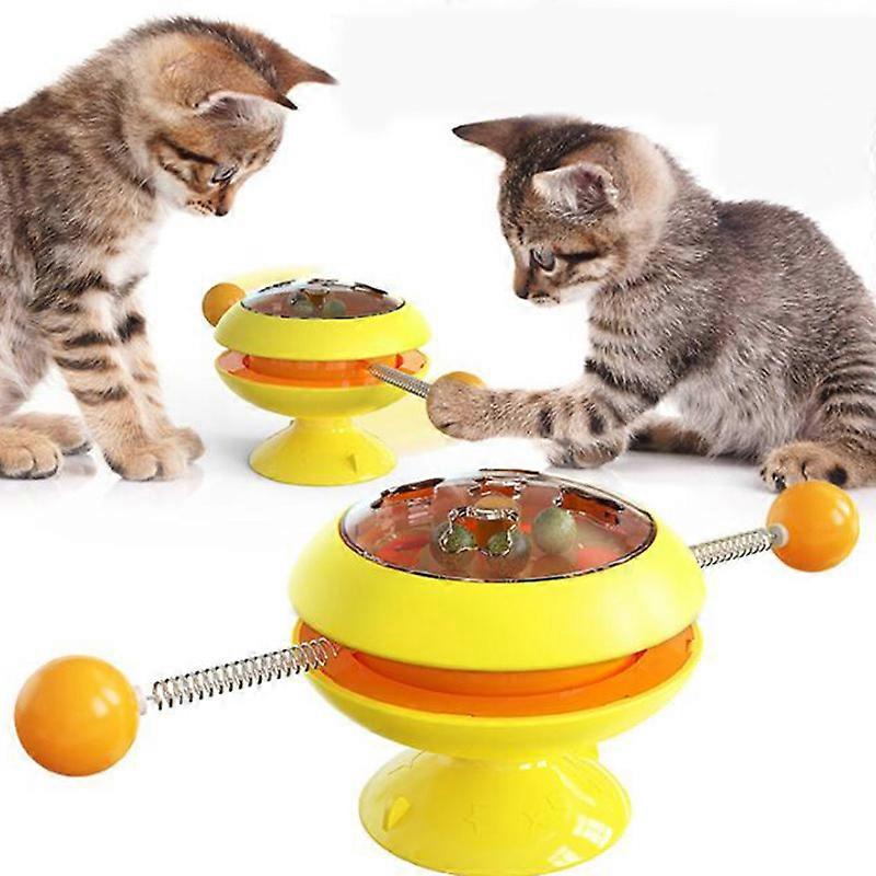 MIMIGO Suction Cup Spring People Turn cat Toy Turntable Funny cat Stick pet Toy Cat Toys, Interactive Cat Toys for Indoor Suction Cup Interactive Funn