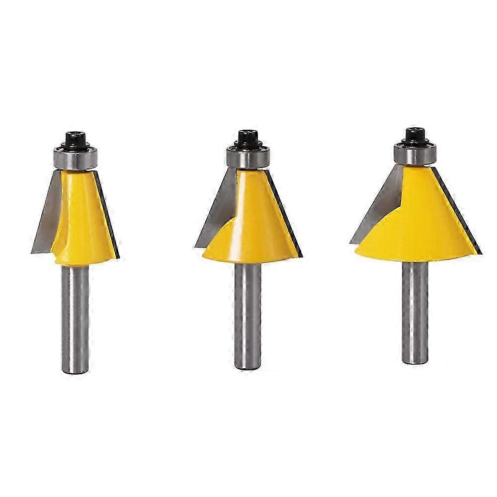 3Pcs 8mm Shank Chamfer & Bevel Edging Router Bit Wood Milling Cutter Woodworking Tool(15 +22.5+30 D