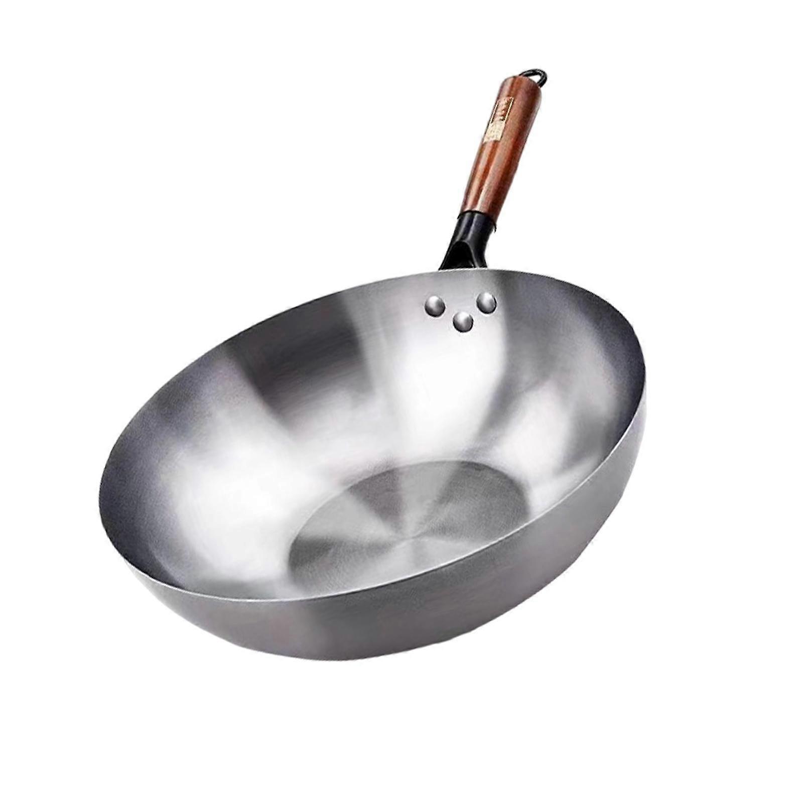 Yapışmaz Wok Sos Tavası Gazlı Tencere Omlet Tavası Ahşap Saplı Wok Tavası 32cm kulaksız