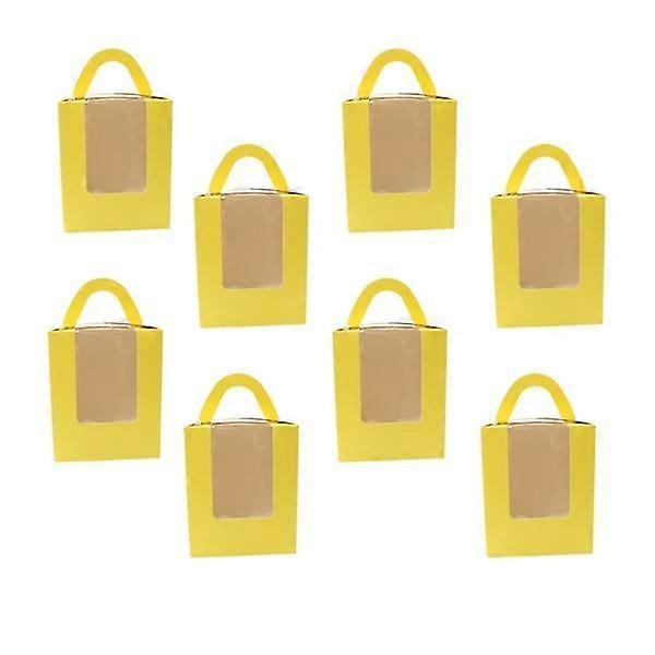 20 Pcs Handle Cupcake Boxes Containers With Pvc Window/cardboard Insert And Bottom Bracket(yellow)