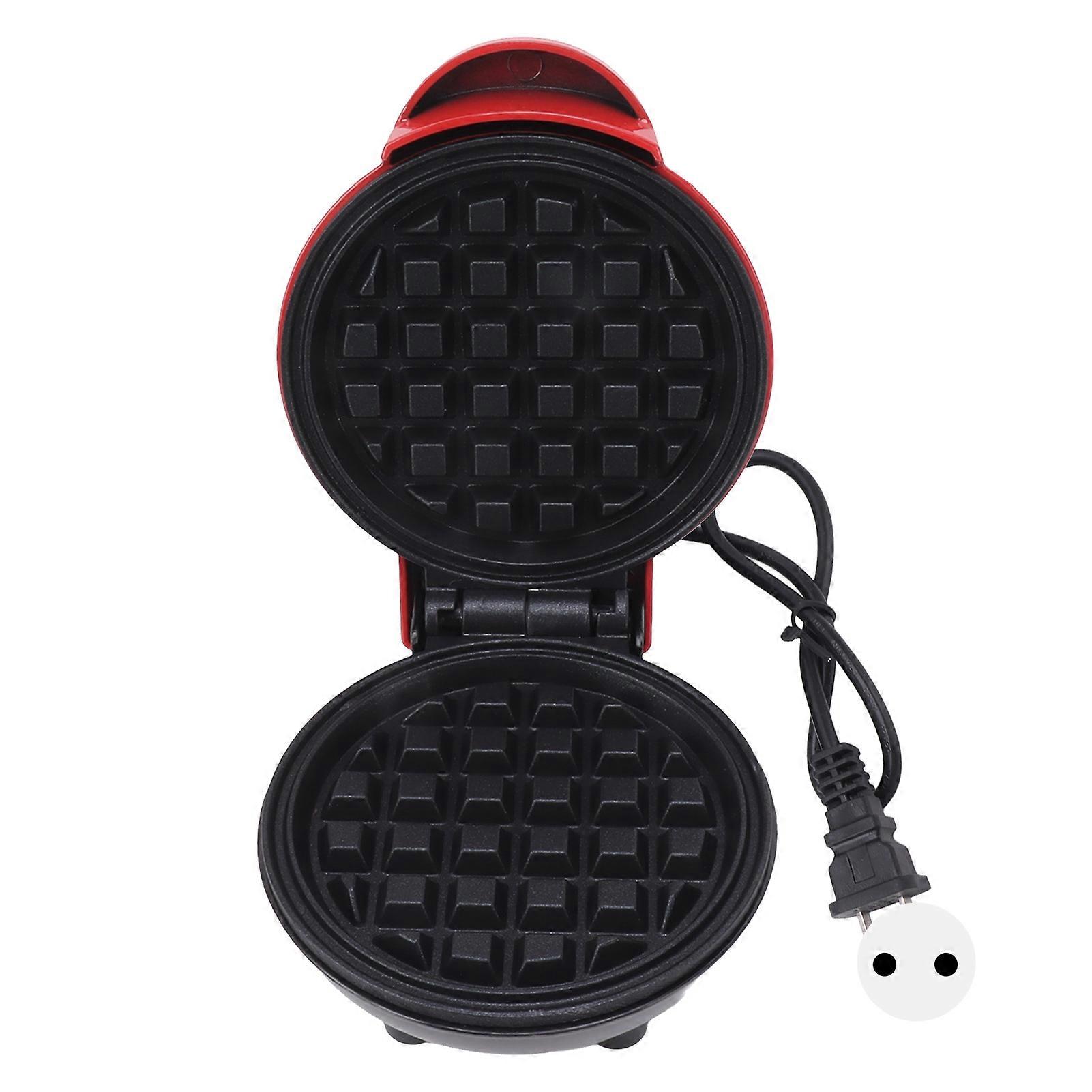 Mini Waffle Maker Stick Proof Double Sided Round Multifunctional Breakfast Machine for Toast Sandwich BRA Round Plug 110V Red(YMCAT)