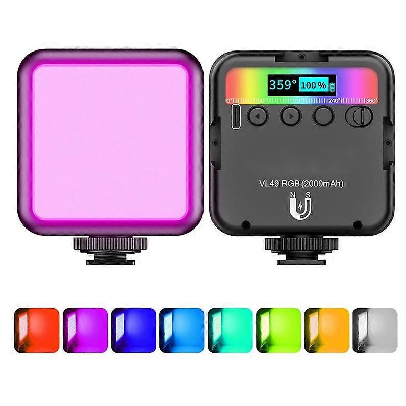 Photo Light, VL49 RGB LED Photo Light with Built-in Battery Charging, RGB Full Color Mode, Portable Video Light Lighting 2500K-9500K Color Temperature