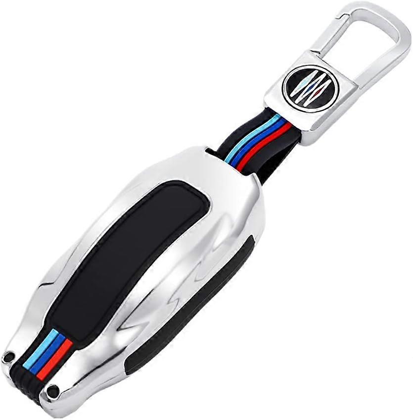 Zinc Alloy Car Key Cover Cases fit for Tesla Model S Model 3 360 Waterproof Protection with Luminous Three-color Strip (Matt color)