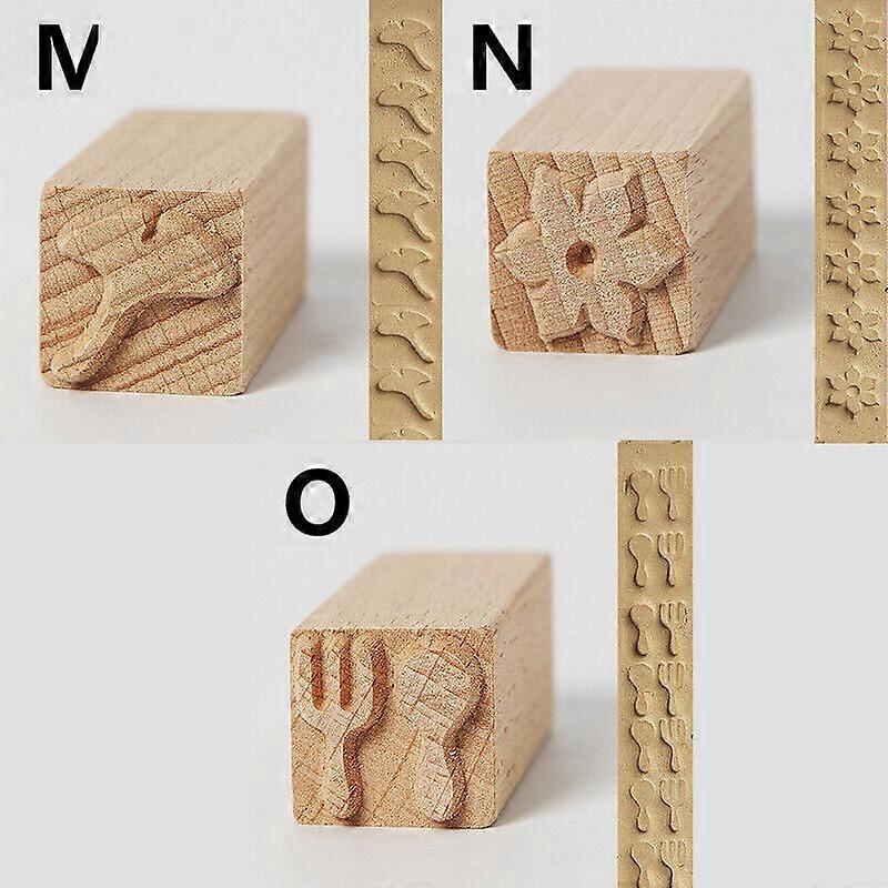 Blomst Tre Gravert Seal Clay Keramikk Texture Tool Wood Block Stamp Craft