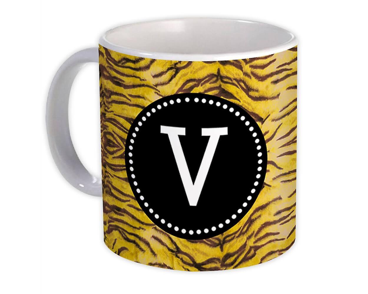 Gift Mug: Monogram Letter V Tiger